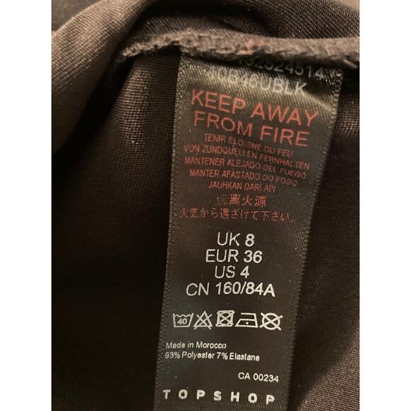 Topshop Satin Body Con Spaghetti Strap Mini Dress US 4 Black NWT - Picture 6 of 7